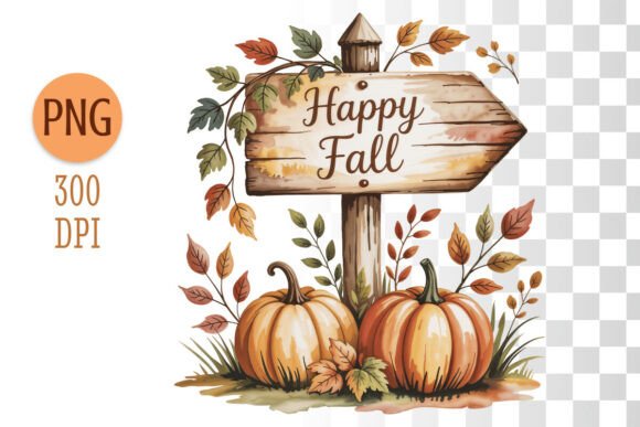 Download Happy Fall Wooden Sign Clipart PNG - Happy Collection
