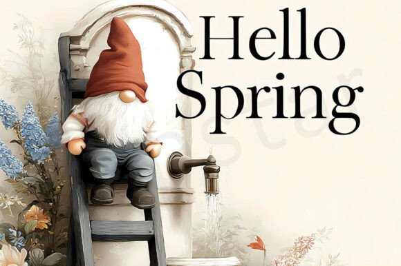 Download Floral Spring Design with Cute Gnome - Cute gnome Collection