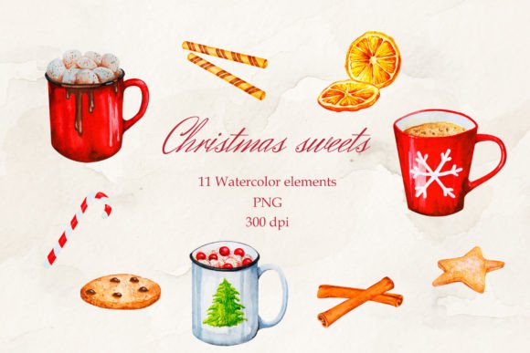 Download Christmas Decorations. Watercolor. PNG. - Decoration Collection