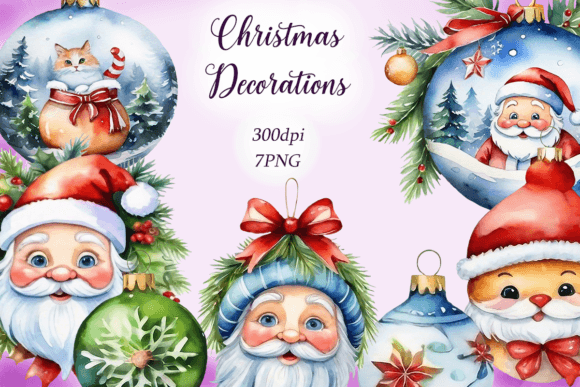 Download Watercolor Christmas Decorations Clipart - Decoration Collection