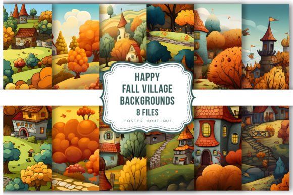 Download Happy Fall Village Backgrounds Pack - Happy Collection