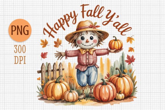 Download Happy Fall Y’all Scarecrow Clipart PNG - Happy Collection