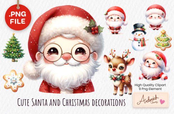 Download Cute Santa and Christmas Decorations - Decoration Collection